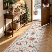 Lahome Christmas Rug,2'x6'Christmas Runner Rug,Holiday Machine Washable Non Slip Christmas Xmas Decoration Kitchen Rug Mat,Indoor Christmas Carpets for Living R