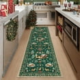thumbnail image 1 of Lahome Christmas Rug,2'x8'Christmas Runner Rug,Holiday Machine Washable Non Slip Christmas Xmas Decoration Kitchen Rug Mat,Indoor Christmas Carpets for Living Room,Snowflake Rug,Green, 1 of 9