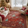 thumbnail image 1 of Lahome Christmas Vintage Area Rugs for Living Room,5x7 Area Rugs Soft Washable Rug,Non-Slip Bedroom Rug Stain Resistant Boho Low-Pile Throw Carpet for ‎Dining Room Office Holiday Decor (5x7ft,Gray), 1 of 12
