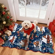 Lahome Decor 2' x 3' Christmas Area Rug,2x3ft Small Entryway Rug For Entryway Holiday Decor Bathroom Washable Non-slip Soft Throw Rugs,Blue
