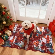 Lahome Decor 2' x 3' Christmas Area Rug,2x3ft Small Entryway Rug For Entryway Holiday Decor Bathroom Washable Non-slip Soft Throw Rugs,Red