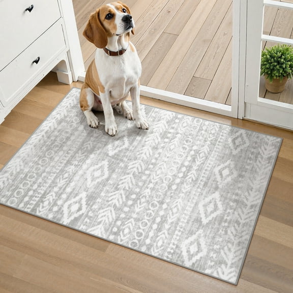 Lahome Decor 2'x 3' Modern Moroccan Trellis Rug,Area Rug Shaggy High Pile for Living Room,Washable Rugs,Moroccan Area Rug Soft Geometric Carpet,Non-Slip Rubber Backing,Indoor Rug for Bedroom,Grey