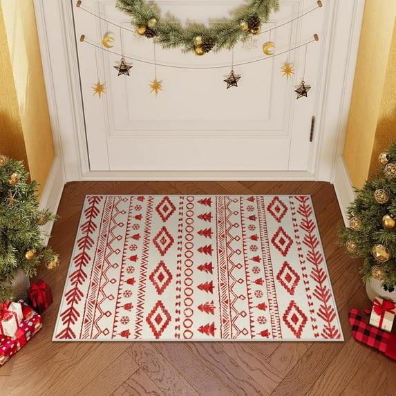 Lahome Decor 2'x 3' Modern Moroccan Trellis Rug,Area Rug Shaggy High Pile for Living Room,Washable Rugs,Moroccan Area Rug Soft Geometric Carpet,Non-Slip Rubber Backing,Indoor Rug for Bedroom,Red