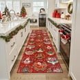 thumbnail image 1 of Lahome Decor 2' x 8' Christmas Hallway Runner Rug, 2x8 ft Kitchen Rug, Elk, Snowflakes, Christmas Tree, Sleigh, House Pattern Non-Slip Washable Indoor Area Rug ,Red, 1 of 10