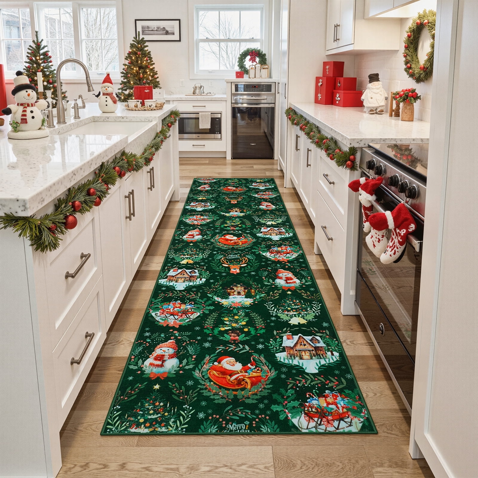 Lahome Decor 2' x 8' Christmas Hallway Runner Rug, 2x8 ft Kitchen Rug ...