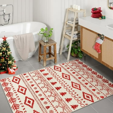 Lahome Decor 3'x 5' Modern Moroccan Trellis Rug,Area Rug Shaggy High Pile for Living Room,Washable Rugs,Moroccan Area Rug Soft Geometric Carpet,Non-Slip Rubber Backing,Indoor Rug for Bedroom,Red