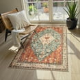 thumbnail image 1 of Lahome Decor 3'x5' Boho Vintage Area Rug,3x5ft Washable Living Room Rugs,Traditional Non-slip Indoor Carpet Low Pile Foldable Ultra-Thin Vintage Rug for Bedroom Dining Room Office,Red, 1 of 9
