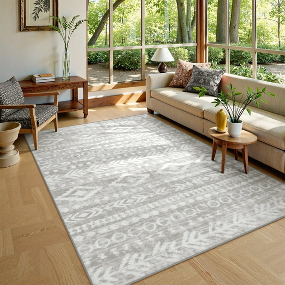 Lahome Decor 5'x 7' Modern Moroccan Trellis Rug,Area Rug Shaggy High Pile for Living Room,Washable Rugs,Moroccan Area Rug Soft Geometric Carpet,Non-Slip Rubber Backing,Indoor Rug for Bedroom,Grey