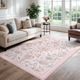 thumbnail image 1 of Lahome Decor 5'x7' Area Rug, Floral Washable Rugs for Living Room, Non Slip Soft Ultra-Thin Indoor Decor Elegant Carpet Vintage Flower Rug Indoor for Bedroom Dining Room Pink, 1 of 11