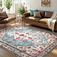 thumbnail image 1 of Lahome Decor 5'x7' Boho Tribal Area Rug ,5x7 ft Non Slip Machine Washable Rugs Foldable Vintage Rug Low Pile Durable Carpet for Living Room Bedroom Dining Room Farmhouse,Sky Blue, 1 of 9