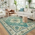 thumbnail image 1 of Lahome Decor 5'x7'Oriental Floral Medallion Area Rug for Living Room,Non Slip Machine Washable Vintage Indoor Rug,Vintage Printed Rug,Low Pile Lightweight Vintage Rug for Bedroom,Sky Blue, 1 of 9