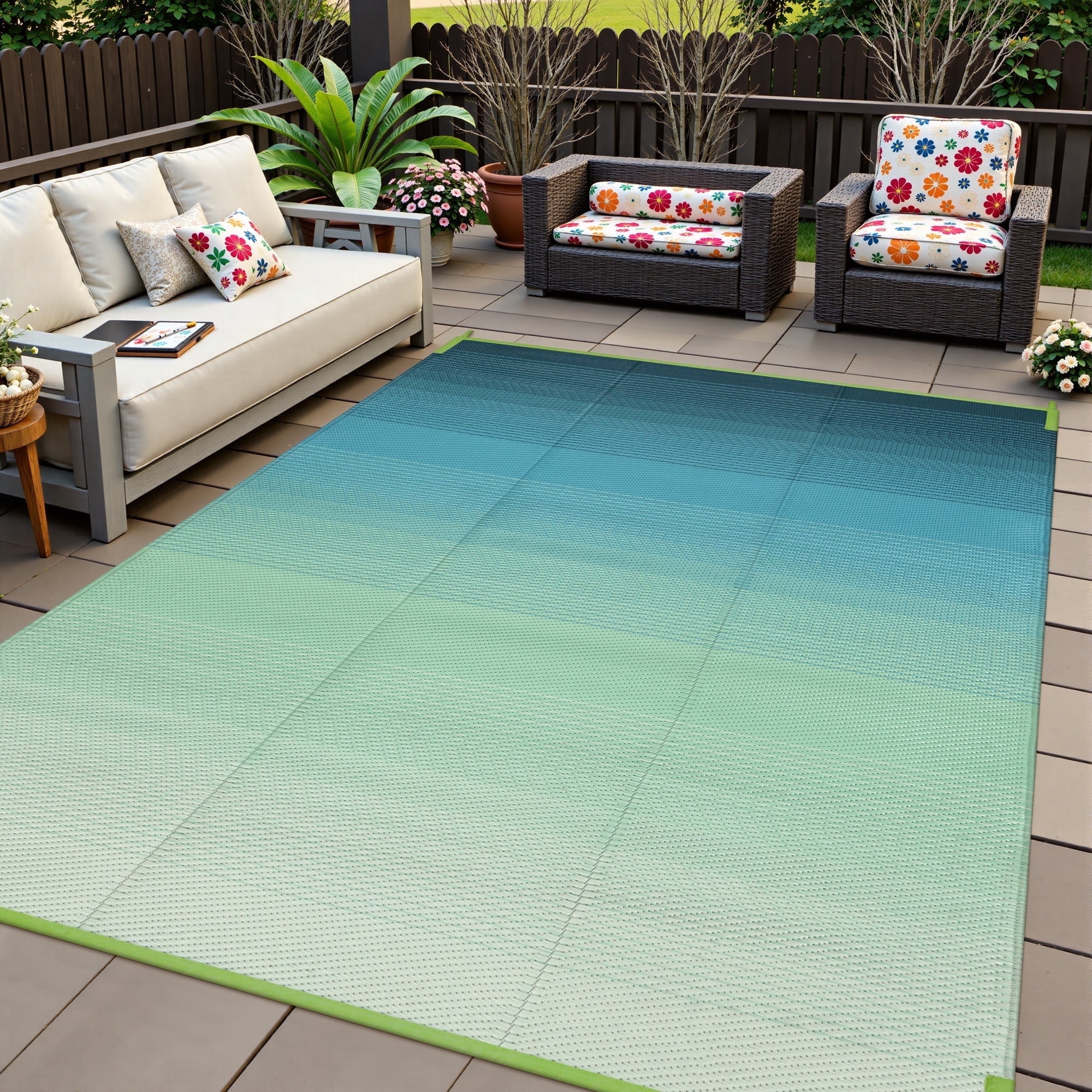 Lahome Decor 6'x 9' Outdoor Rug,Waterproof Patio Rug Reversible Indoor ...