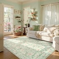 thumbnail image 1 of Lahome Decor 6'x9'Floral Living Room Rugs,6x9ft Boho Area Rug for Bedroom Machine Washable Rug- Non-Slip Soft Indoor Carpet, Stain Resistant Low Pile for Farmhouse,Dining Room,Office,Green, 1 of 9