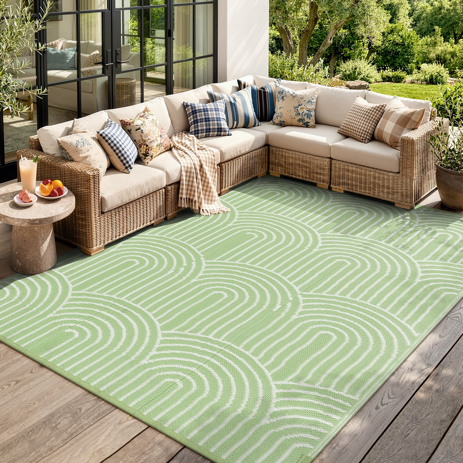 Lahome Decor 8’X10’ Rainbow Outdoor Rug for Patio,Beach Mats Waterproof ...