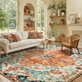 thumbnail image 1 of Lahome Decor 8'x10' Area Rug for Living Room Washable Bedroom Dining Rug Boho Floral Medallion Area Rug Non Slip Vintage Indoor Accent Carpet for Apartment Nursery Kids Room, Orange, 1 of 9