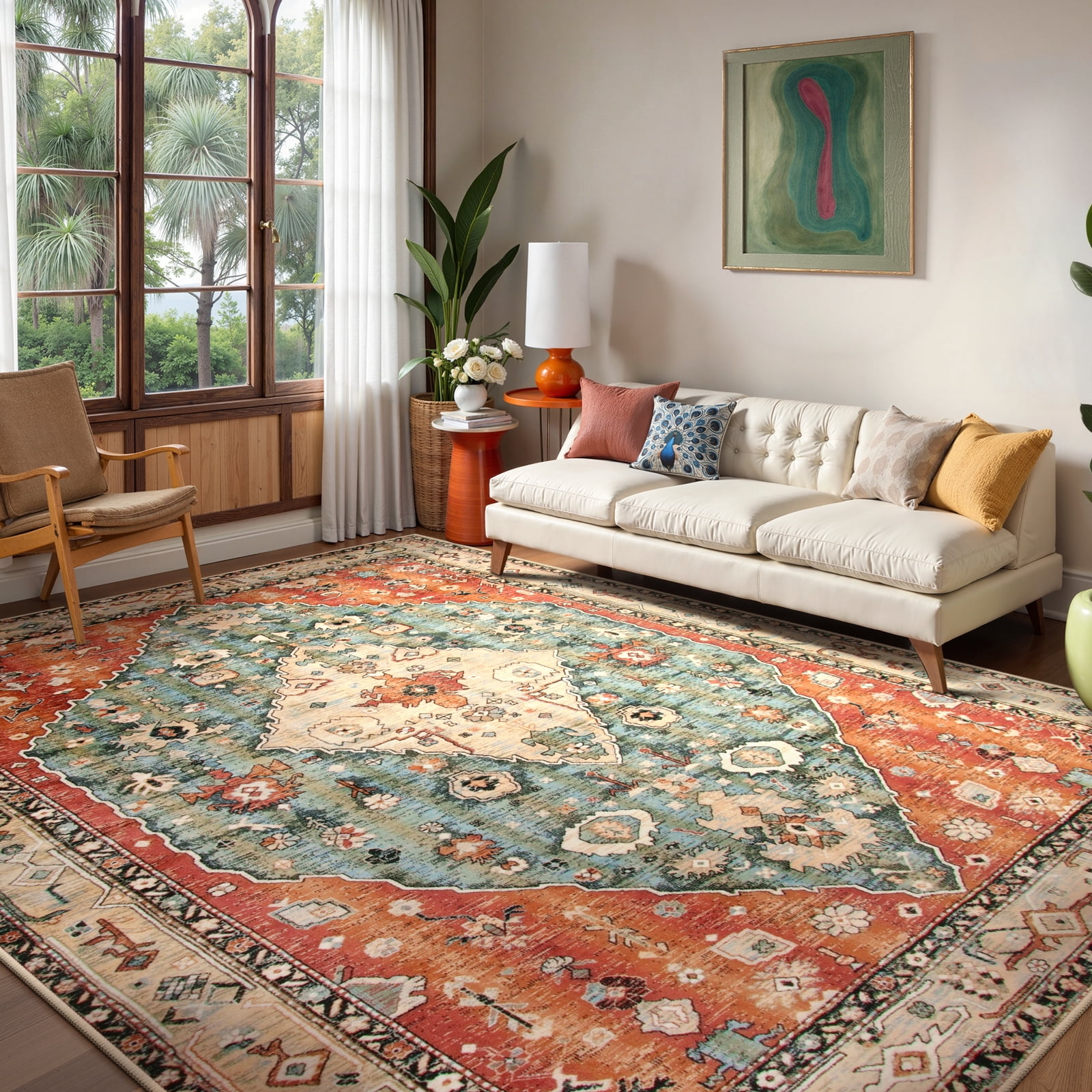 Lahome Decor 8'x10' Bohemian Vintage Rug,8x10ft Large Area Rug