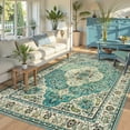 thumbnail image 1 of Lahome Decor 8'x10' Bohemian Vintage Oriental Medallion Pattern Area Rug,Ultra-Thin Washable Vintage Area Rug,Non-Slip Rugs for Bathroom,Entryway,Kitchen Rug,Indoor Carpet,Low Pile,Soft,Orange, 1 of 9