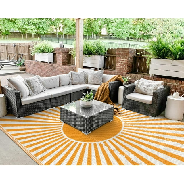 Lahome Decor 9'x 12'Outdoor Rug Waterproof Patio Rugs, Reversible ...