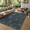 thumbnail image 1 of Lahome Decor Floral Area Rug 5x7, Machine Washable Rugs for Entryway, Non Slip Rug with Vintage Printed, Low Pile Carpet for Living Room Kitchen Bedroom Home, Blue, 1 of 9