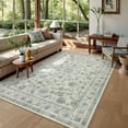 thumbnail image 1 of Lahome Decor Floral Area Rug 5x7, Machine Washable Rugs for Entryway, Non Slip Rug with Vintage Printed, Low Pile Carpet for Living Room Kitchen Bedroom Home, Grey-Beige, 1 of 9