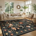 thumbnail image 1 of Lahome Decor Large 8'x10' Boho Floral Area Rugs for Living Room,Non Slip Rug with Bird Printed Machine Washable,Soft Indoor Low Pile Carpet for Bedroom Dining Room Playroom Office,Black, 1 of 9