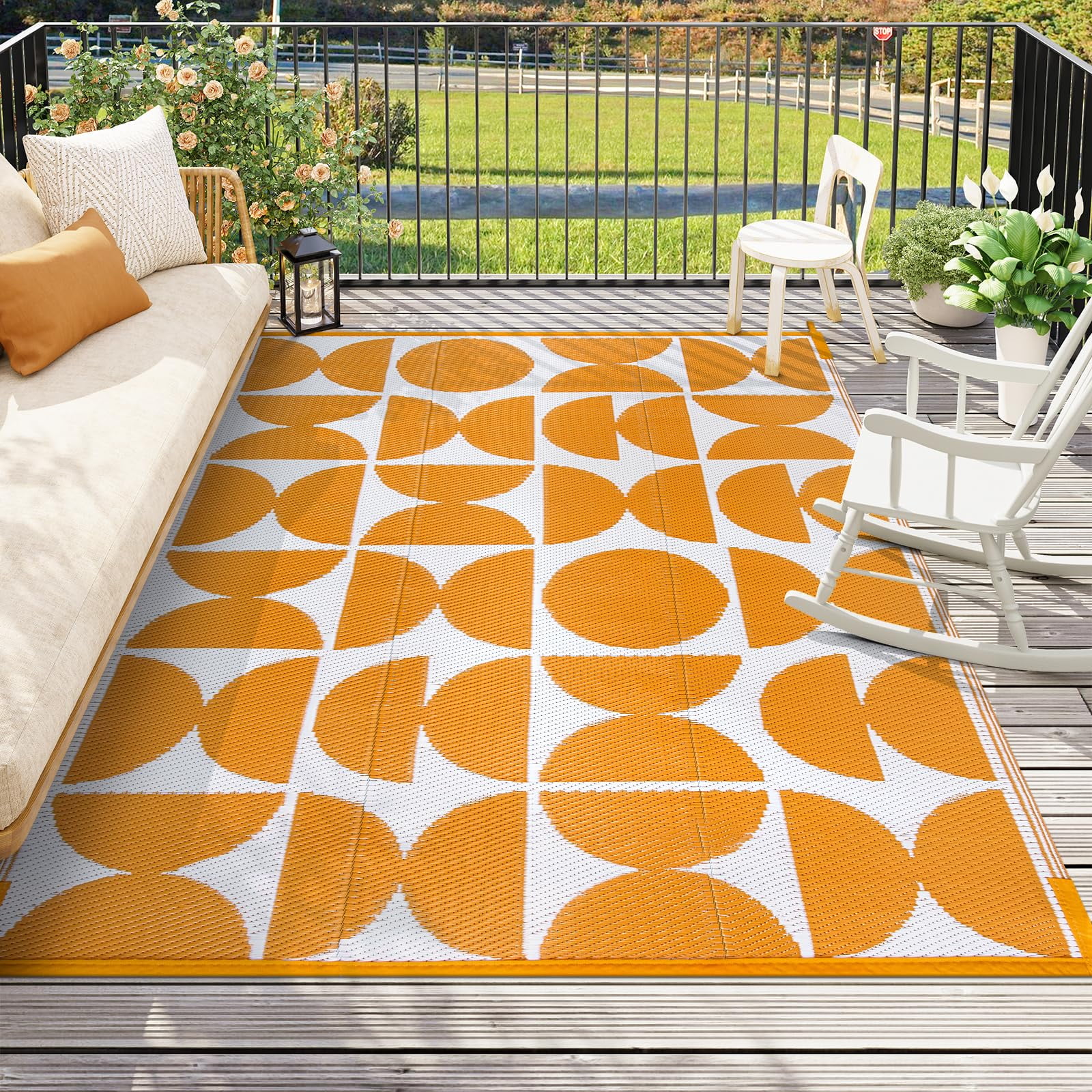 Lahome Decor Outdoor Rug 5'x8' Waterproof Reversible Patio Rug ...