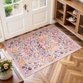 thumbnail image 1 of Lahome Floral Pink Washable Rug,2'x3' Boho Bathroom Rugs Non Slip Soft Bedroom Accent Rug, Ultra Thin Flower Small Throw Rug for Entryway Indoor Door Mat for Kitchen Bedside, Pink, 1 of 8
