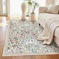 thumbnail image 1 of Lahome Floral Washable Area Rugs,3'x5' Rugs for Bedroom Non Slip Soft Entry Rug, Boho Flower Small Living Room Throw Rug Ultra Thin Floor Carpet for Dorm Bathroom Nursery, Beige, 1 of 9