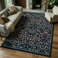 thumbnail image 1 of Lahome Floral Washable Rugs, 8'x10' Area Rug for Living Room, Soft Large Boho Bedroom Rug, Botanical Non Slip Ultra Thin Floor Carpet for Dining Room Nursery Office, Black, 1 of 12