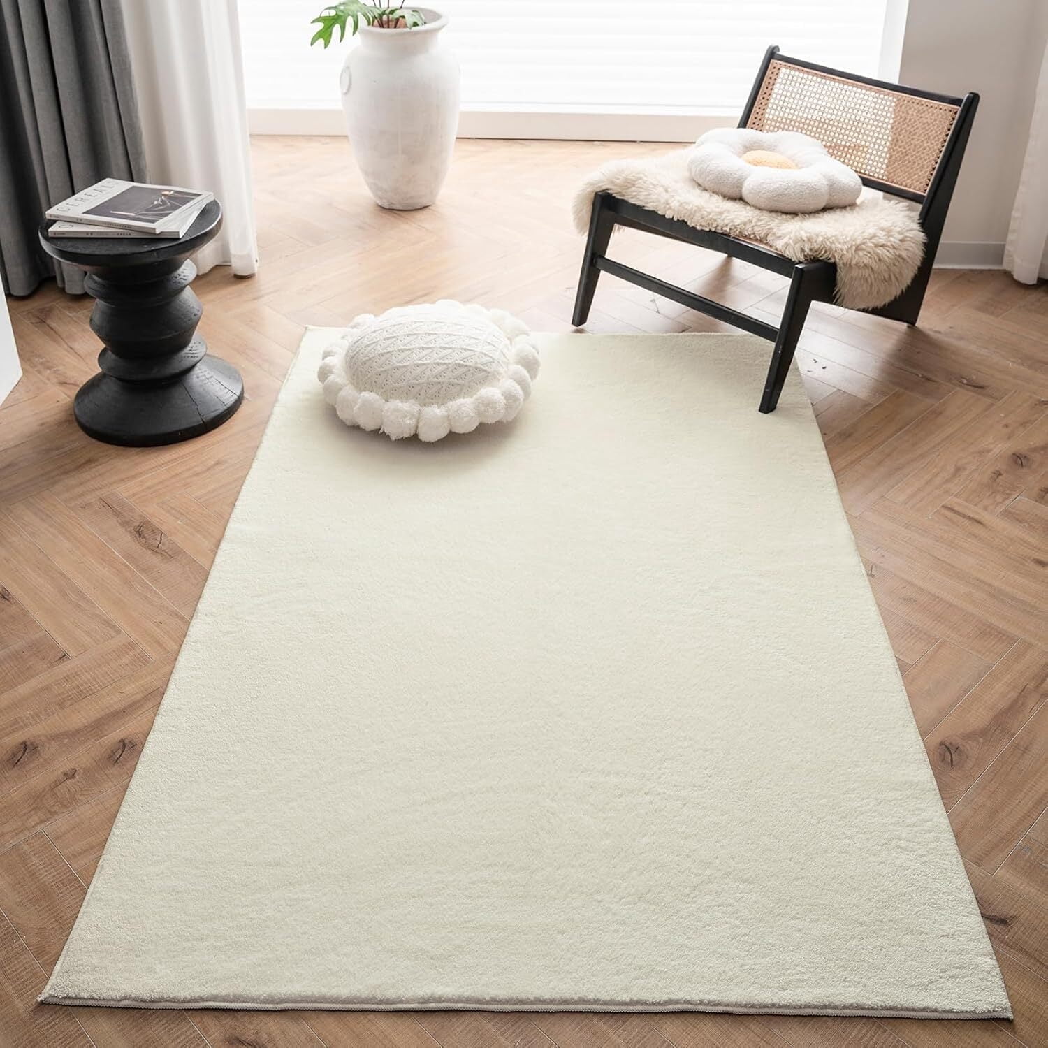 Not A Rug Lahome 3'x5' Fluffy Rugs for Entryway,Washable Shag Beige Bedroom Rug ...
