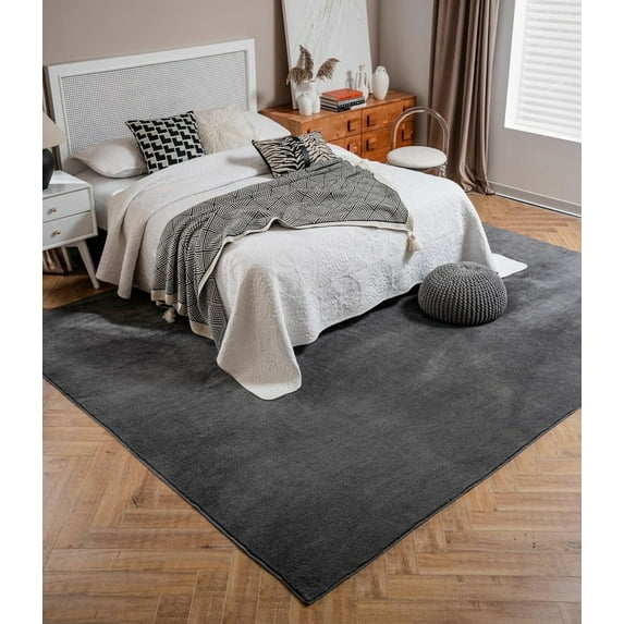 Lahome 4x6 Washable Fluffy Rug for Bedroom, Soft Shag Rug Rugs for Living Room,Fuzzy Carpet for Nursery Living Room Teen Dorm,Gray