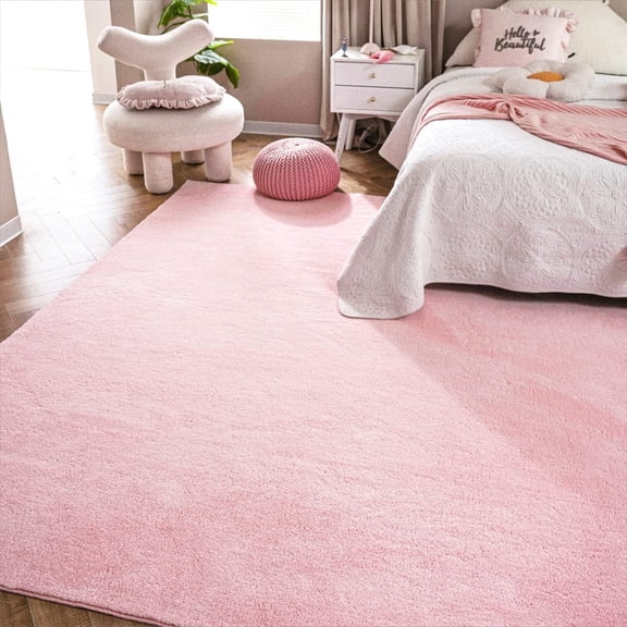 Lahome 8x10 Washable Fluffy Rug for Girls Bedroom,Large Soft Shag Rug Rugs for Living Room,Fuzzy Carpet for Nursery Playroom Teen Dorm,Pink