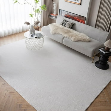 Lahome Fluffy Area Rug for Bedroom,Doom,8'x10' Soft Shag Rug,Washable Rug for Bedroom,Shed and Fade Resistant,Rubber Backing,Faux Wool Rug Fuzzy Carpet for Nursery Living Room Teen Dorm,White