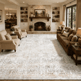 thumbnail image 1 of Lahome Large Washable Area Rug 10'x14', Beige Neutral Oriental Farmhouse Rugs for Living Room, Soft Non-Slip Low Pile Carpet for Bedroom Office Dining Room, Beige, 1 of 12