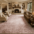 thumbnail image 1 of Lahome Large Washable Area Rug 10'x14', Brick Red Neutral Oriental Farmhouse Rugs for Living Room, Soft Non-Slip Low Pile Carpet for Bedroom Office Dining Room, Brick Red, 1 of 12
