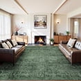 thumbnail image 1 of Lahome Large Washable Rug 9x12 Dark Green - Stain Resistant Non-Slip Vintage Farmhouse Carpet for Living Room, Bedroom, Dining Room, Office and Guest Space, Ultra-Thin Low Pile Floor Rug, 1 of 8