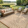 thumbnail image 1 of Lahome Lightweight & Waterproof Outdoor Rug 8x10 - Large Reversible Plastic Straw Mat for RV, Beach, Picnic, Camping, Backyard, Balcony, Beige & Brown, 1 of 9