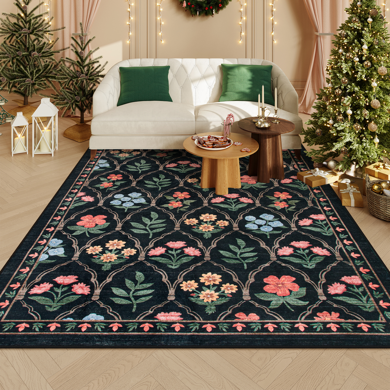 Lahome Moroccan Area Rug,5'x7' Entry Rug NonSlip Washable Indoor Door