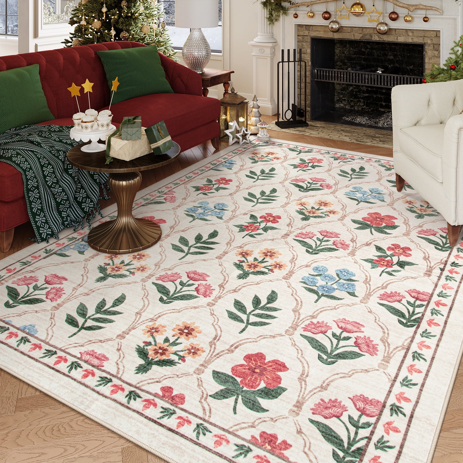 Lahome Moroccan Area Rug,8'x10' Entry Rug NonSlip Washable Indoor Door