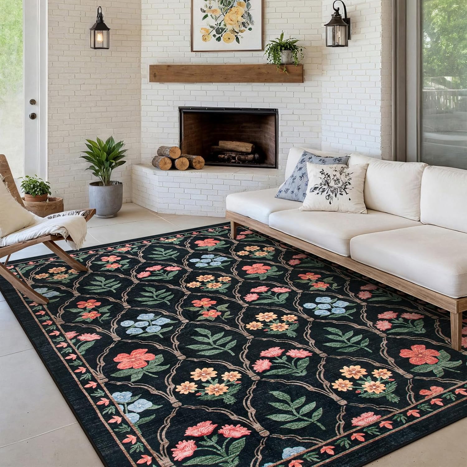 Lahome Moroccan Area Rug,8x10 Entry Rug NonSlip Washable Indoor Door