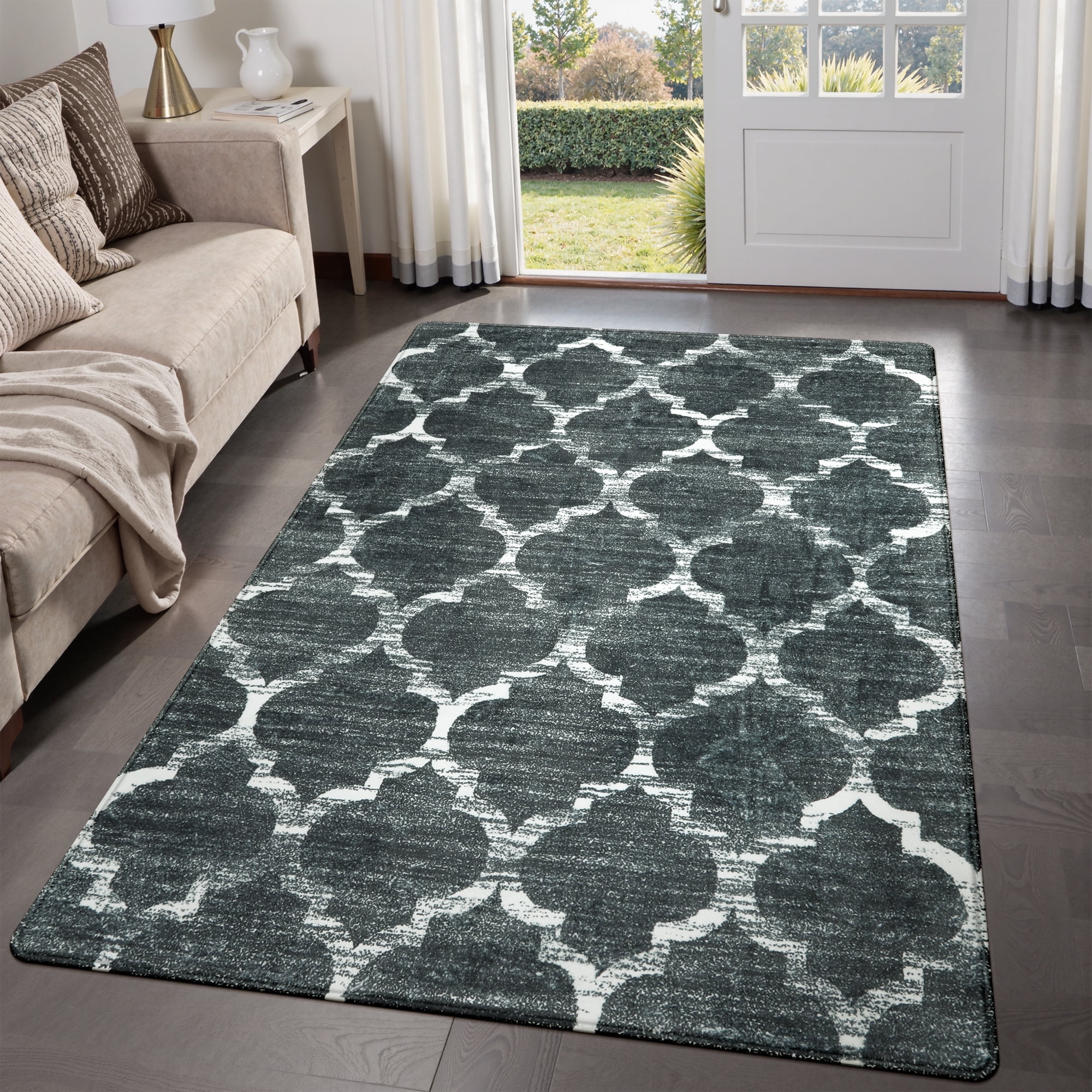 Lahome Moroccan Washable 4x6 Area Rug Non-Slip Soft Low-Pile Stain ...