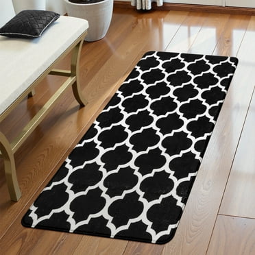 Lahome Moroccan 2x6 Black Runner Rug - Non-Slip Washable Geometric Print For Hallway & Kitchen