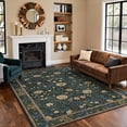 thumbnail image 1 of Lahome Non-Slip Washable 8x10 Area Rug, Boho Floral Vintage Low-Pile Carpet for Living Room Bedroom Dining Room and Office, Soft Indoor Mat in Dark Green/Black, 1 of 8