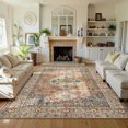 thumbnail image 1 of Lahome Oriental 8x10 Washable Area Rug, Vintage Accent Carpet, Stain Resistant Non-Slip Mat for Living Room, Bedroom, Dining Room and Office (Terracotta), 1 of 7