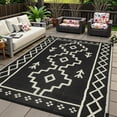thumbnail image 1 of Lahome 6x9 Plastic Straw Outdoor Rug Waterproof, Reversible Black Boho Rugs for Outside, Large Indoor Outdoor Area Rug for Picnic Balcony, 1 of 9