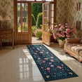 thumbnail image 1 of Lahome Washable 2'x6' Boho Floral Runner Rug, Dark Blue Rugs for Kitchen Bathroom, Soft Non-Slip Low-Pile Carpet for Hallway Entryway Laundry Living Room, Dark Blue, 1 of 7