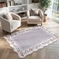 thumbnail image 1 of Lahome Washable 3'x5' Scalloped Area Rug, Grey Floral Boho Rugs for Living Room, Ultra-Thin Soft Non-Slip Low-Pile Stain Resistant Carpet for Bedroom Dining Room Office, Grey, 1 of 11