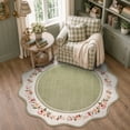 thumbnail image 1 of Lahome Washable 4' Round Scalloped Area Rug, Green Floral Rugs for Living Room, Soft Non-Slip Low Pile Stain Resistant Boho Carpet for Bedroom Nursery Kid Room Playroom, Green, 1 of 10