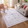 thumbnail image 1 of Lahome Washable 5'x7' Area Rug, Pink Vintage Floral Rugs for Living Room, Soft Non-Slip Botanical Carpet for Bedroom Girls Teens, Boho Flower Nursery Playroom Dorm Decor, Pink, 1 of 11