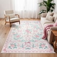 thumbnail image 1 of Lahome Washable 5'x7' Floral Bow Area Rug, Pink Rugs for Living Room, Soft Ultra-Thin Non-Slip Carpet for Girls Bedroom Nursery Dorm Kids Room Playroom, Pink, 1 of 10